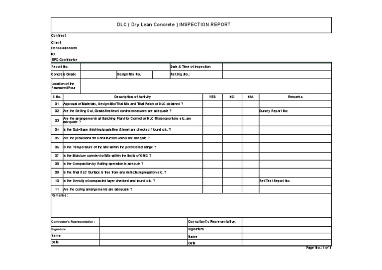 DLC Inspection Report Template | PDF