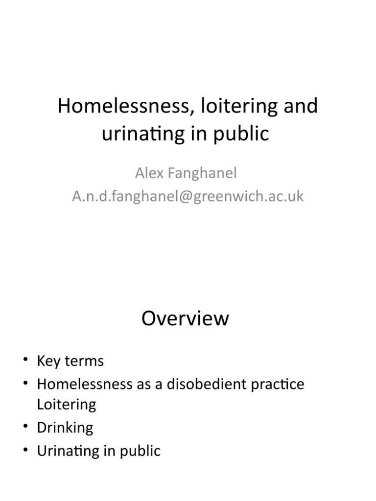 Homelessness, Loitering and Urinating in Public PDF Crimes Crime