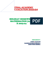 X Maths Holiday Home Work 2023-24