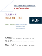SST Homework (X) HOLIDAY HOMEWORK