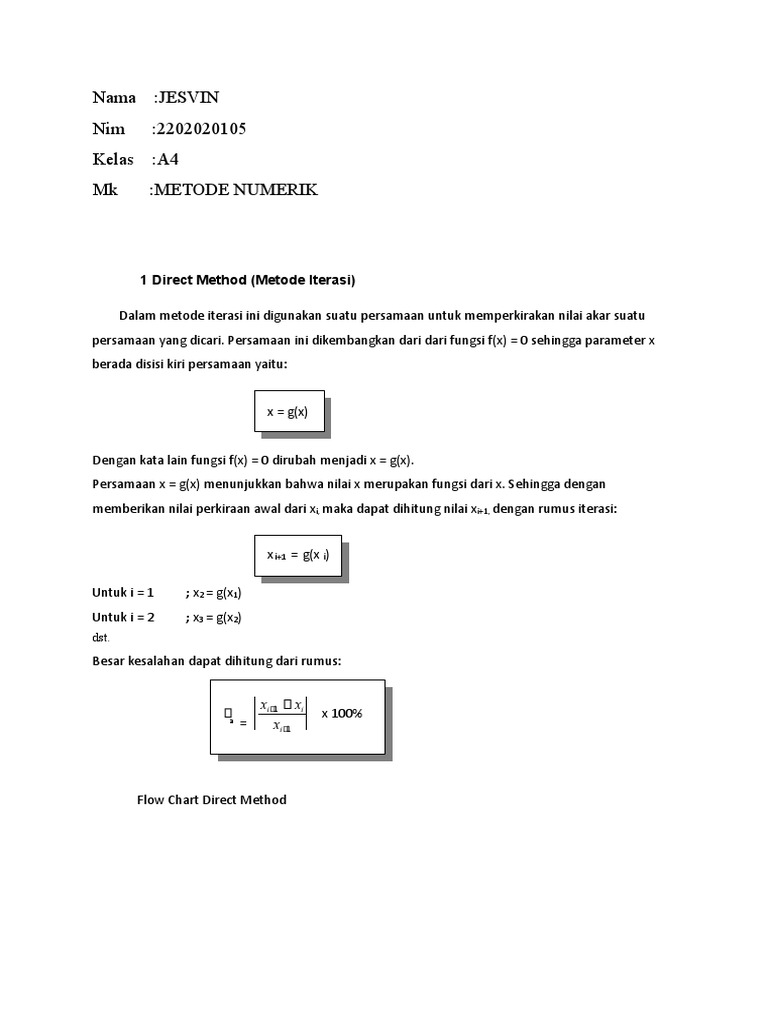 Rumus Iterasi Metode Numerik | PDF