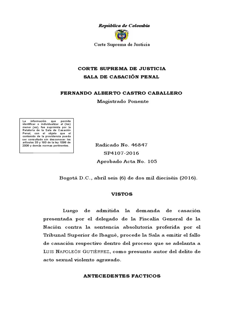 Sentencia Albumes de Reconocimiento Fotografico SP41072016 (46847