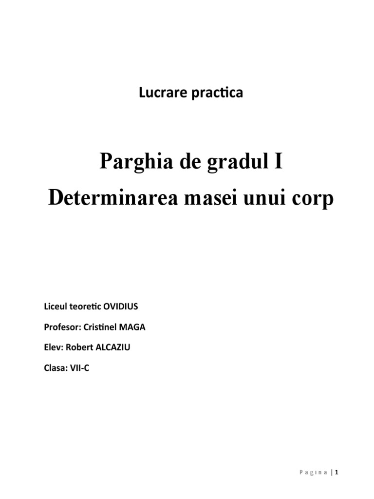 Parghii - Eseu Clasa VI Fizica | PDF