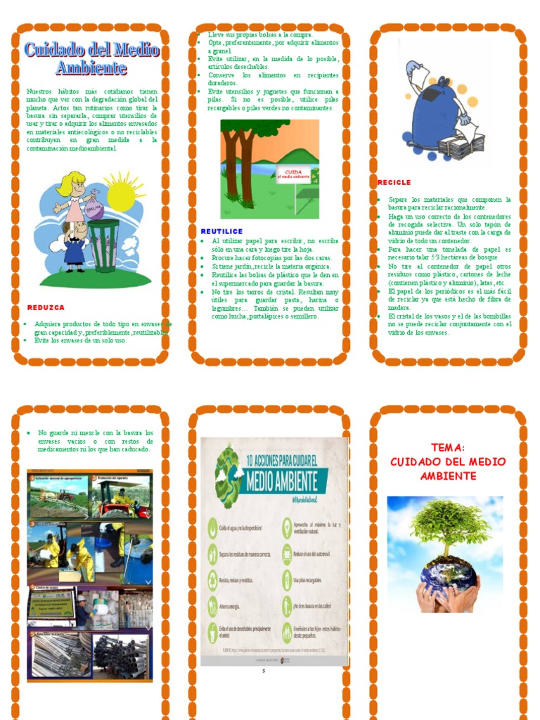 Triptico Cuidado Del Medio Ambiente | PDF | Residuos | Sector ...