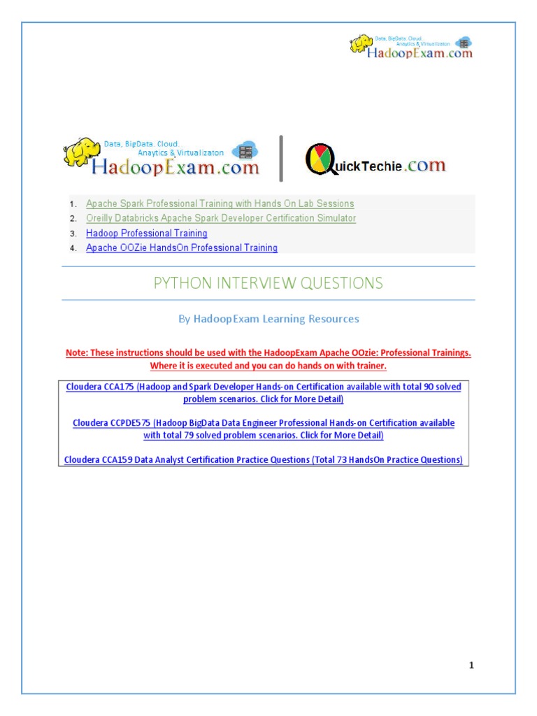 Python Interview Questions | PDF | Parameter (Computer Programming ...
