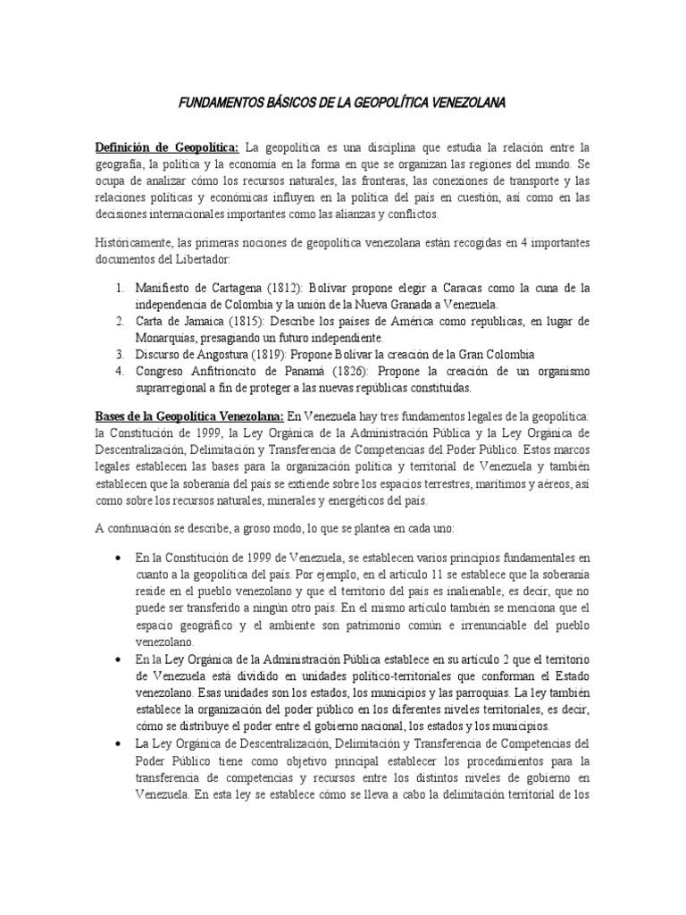Clase: Fundamentos de la Geopolítica Venezolana | PDF | Venezuela | OPEP