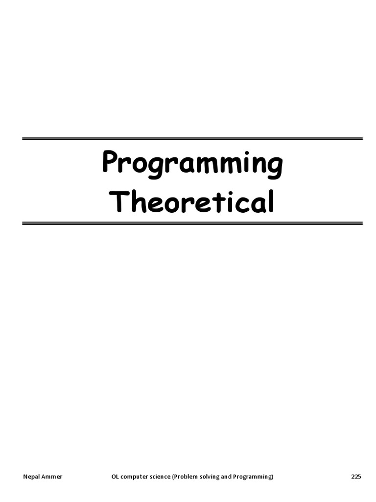 Programming Theory | PDF | Algorithms | Top Down And Bottom Up Design