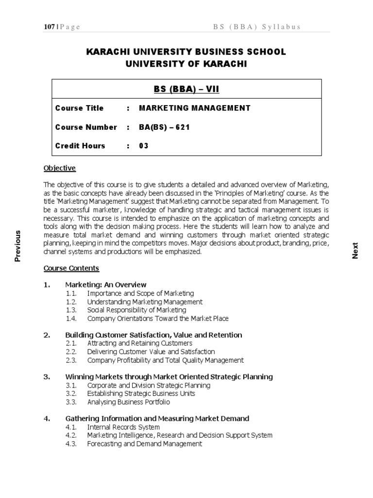 Karachi University Business School University Of Karachi Bs Bba Vii