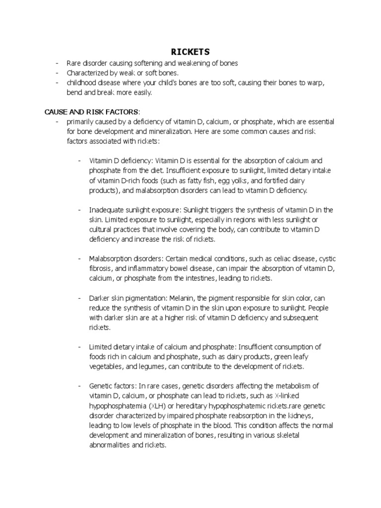 RICKETS and OSTEOGENESIS IMPERFRCTA | PDF | Vitamin D | Genetic Disorder