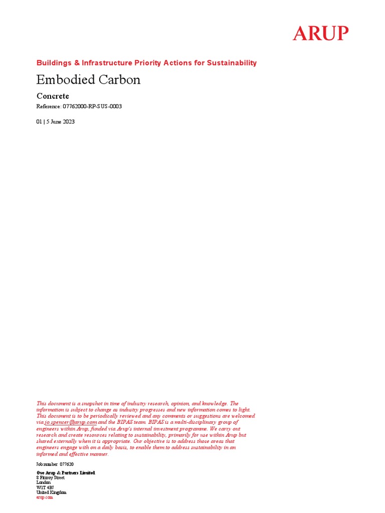 Arup's Guide to Embodied Carbon in Concrete | PDF | Concrete | Cement
