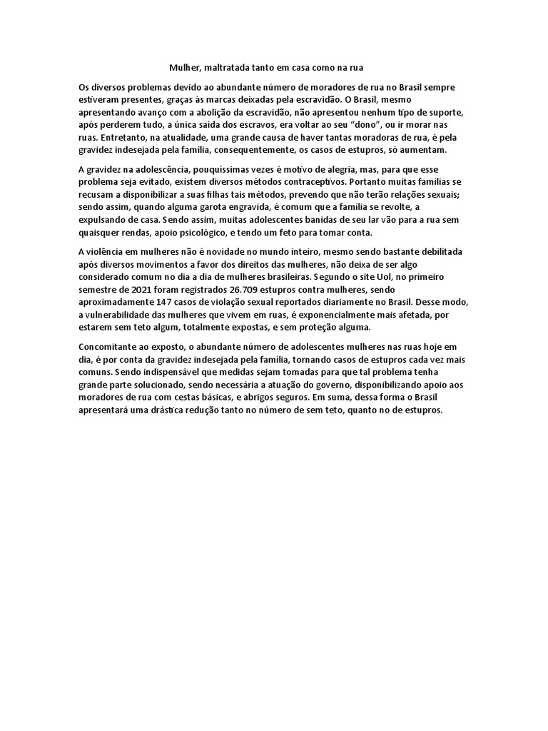 Redação Moradores de Rua | PDF