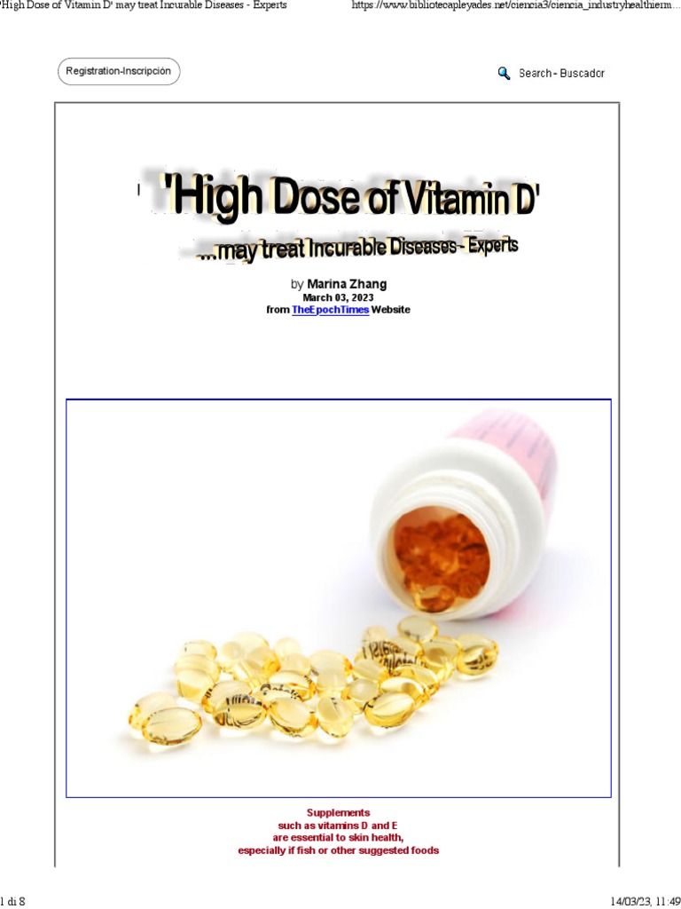 Job 3 'High Dose of Vitamin D' May Treat Incurable Diseases Experts