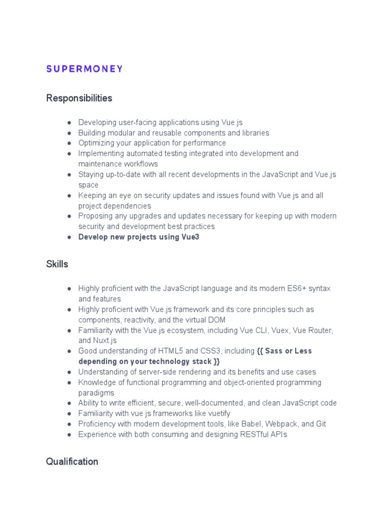 Vue.js 3 Developer Responsibilities | PDF | Art