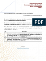importación de muestras para fines de certificación Boletín DGN 0014
