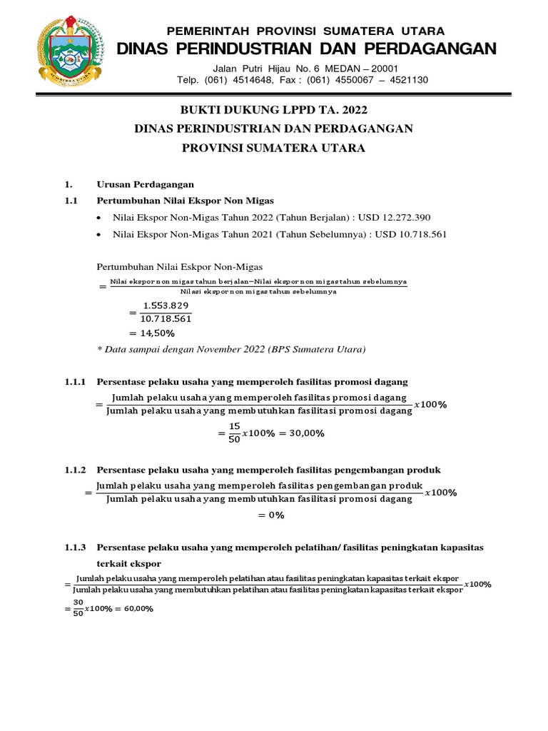 (Disperindag) Bukti Dukung LPPD Ta. 2022 | PDF
