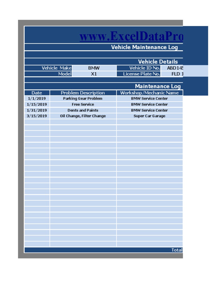 Vehicle Maintenance Log Excel Template PDF Tire Clutch