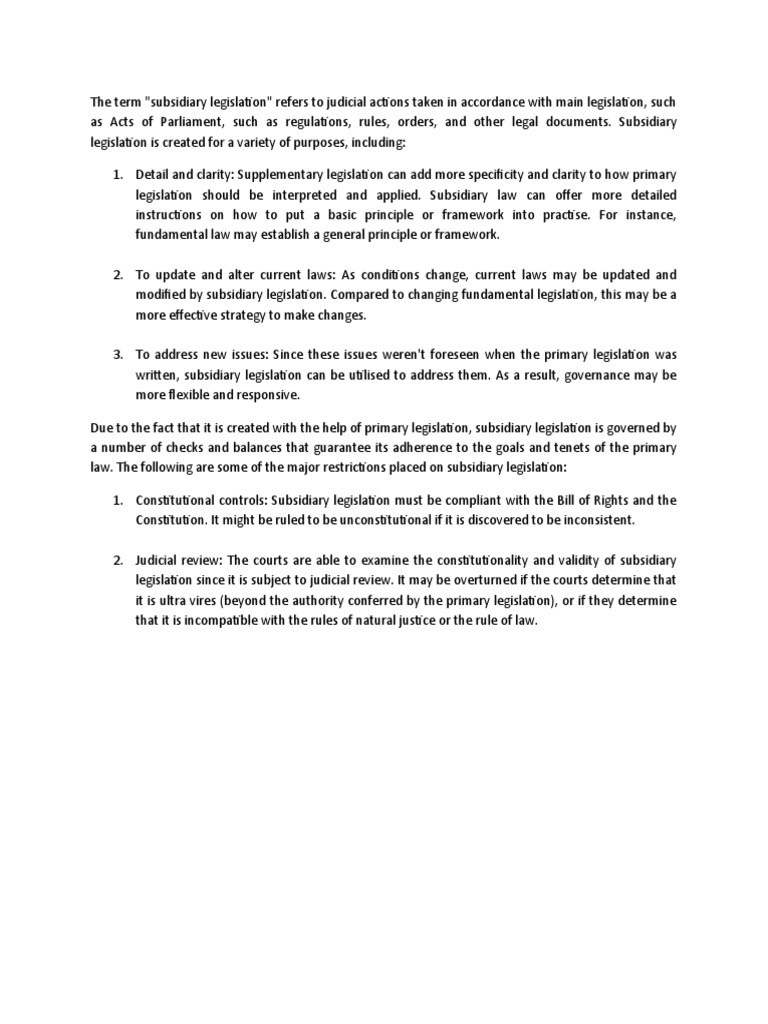 Subsidiary Legislation | Download Free PDF | Constitution | Judicial Review