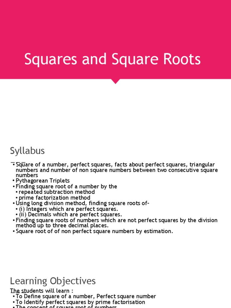 Understanding Squares and Roots | PDF | Division (Mathematics) | Square ...