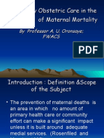 Emergency Obstetric Care in The Prevention of Maternal Mortality