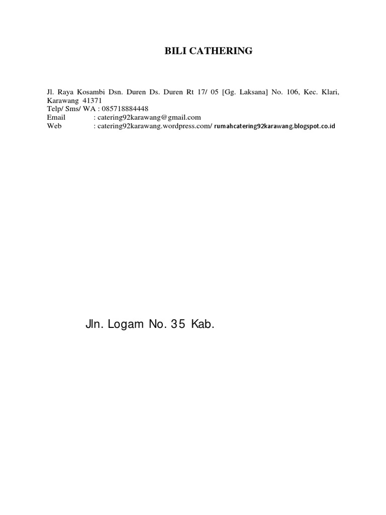 Proposal Penawaran Kerjasama Catering Pdf