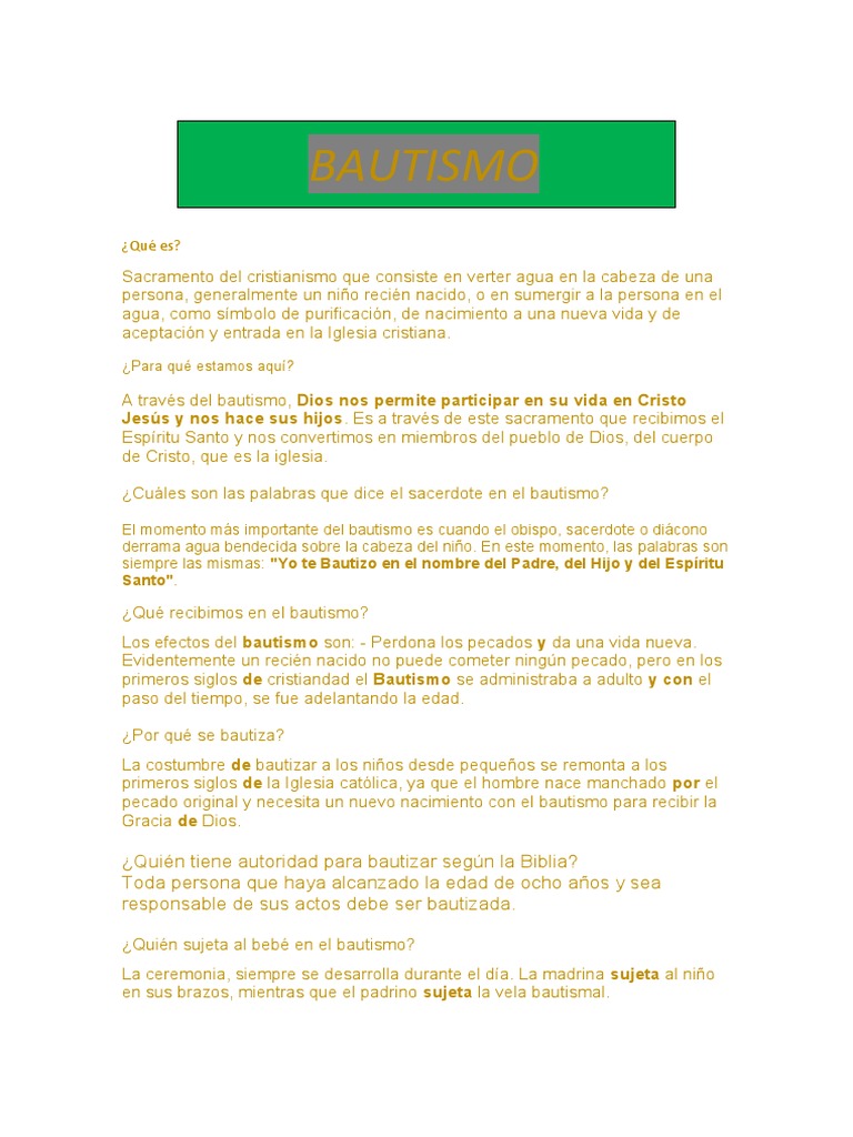 Significado y Ritual del Bautismo | PDF | Bautismo | Sacramentos