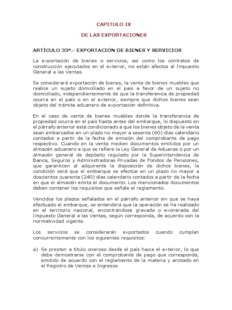 Exportaciones y Ley del IGV | PDF | aduana | Impuesto sobre la renta
