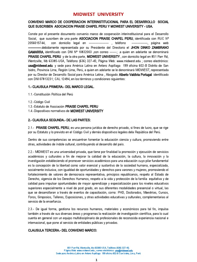 Convenio Marco De Cooperacion Interinstitucional Praise Pdf