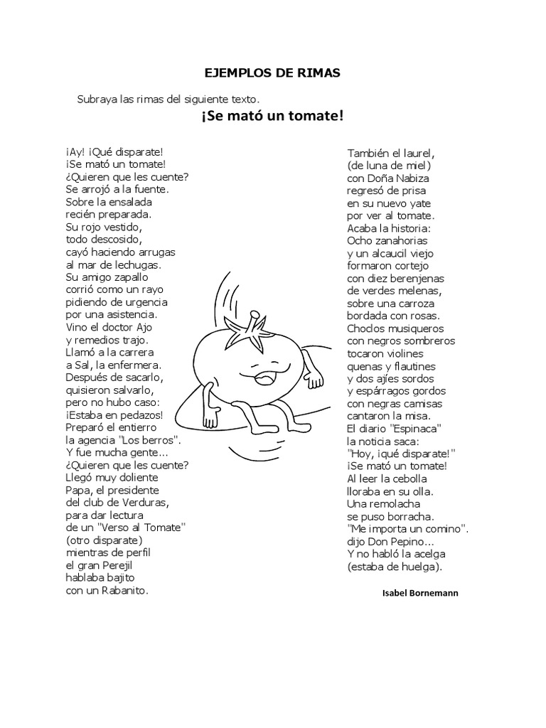 Ejemplos de Rimas para Practicar | PDF | Cocina | Vegetales