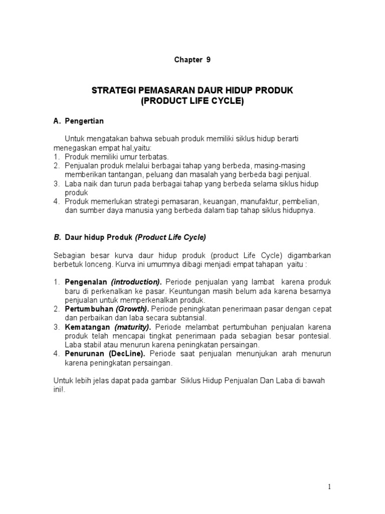 Chapter 9 Product Life Cycle PDF