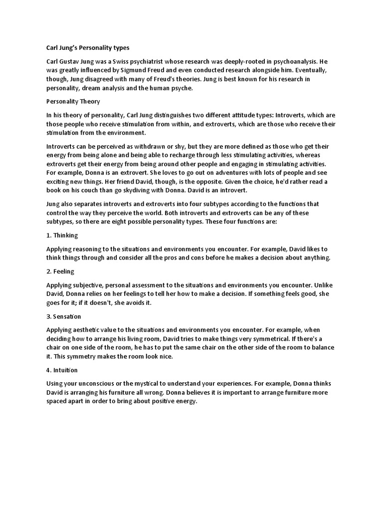Carl Jung’S Personality Theories, Essay Example – HOOIL