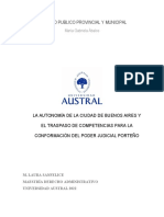 La Autonomía de La Ciudad de Buenos Aires y El Traspaso de Competencias para La Conformación Del Poder Judicial Propio