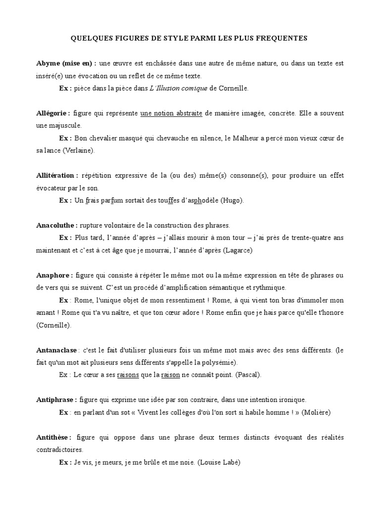 Dossier de Figures de Style | PDF | Métaphore | Techniques de rhétorique