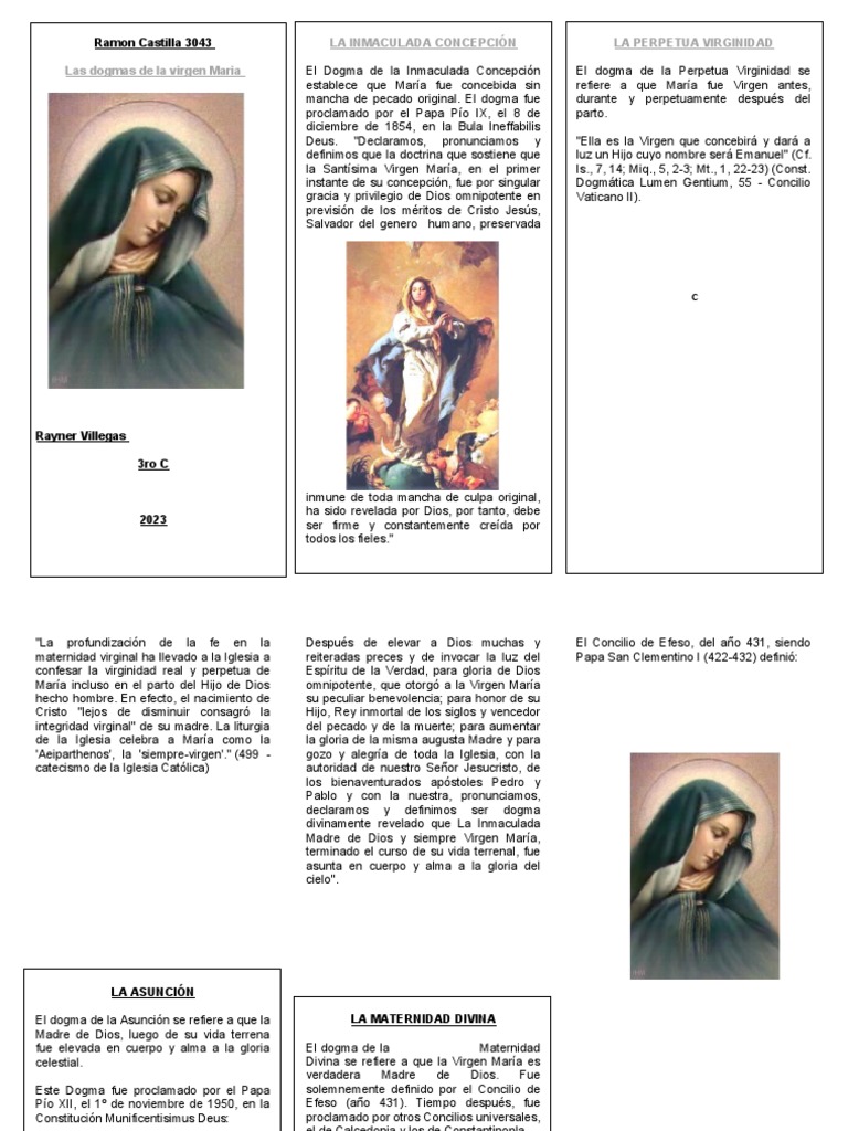 Triptico de Los Dogmas Marianos | PDF | María, madre de Jesús | Cristo ...