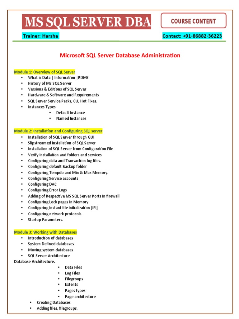 Microsoft SQL Server Database Administration | PDF | Microsoft Sql