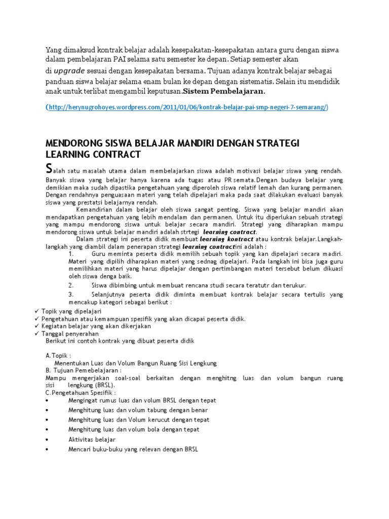 Contoh Kontrak Belajar Siswa | PDF | Karier & Perkembangan
