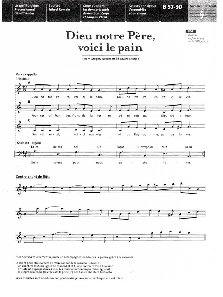 Dieu Notre Père Voici Le Pain B 57 30 Pdf