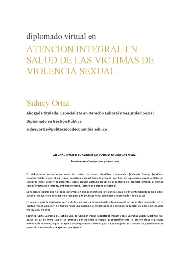 Diplomado Atención Integral en Salud de Las Víctimas de Violencia ...