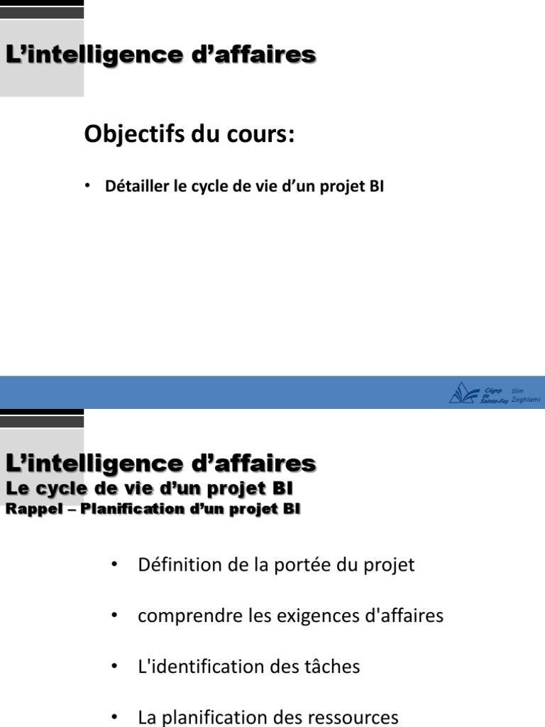 Cycle de vie d'un projet BI détaillé | PDF | Informatique décisionnelle ...