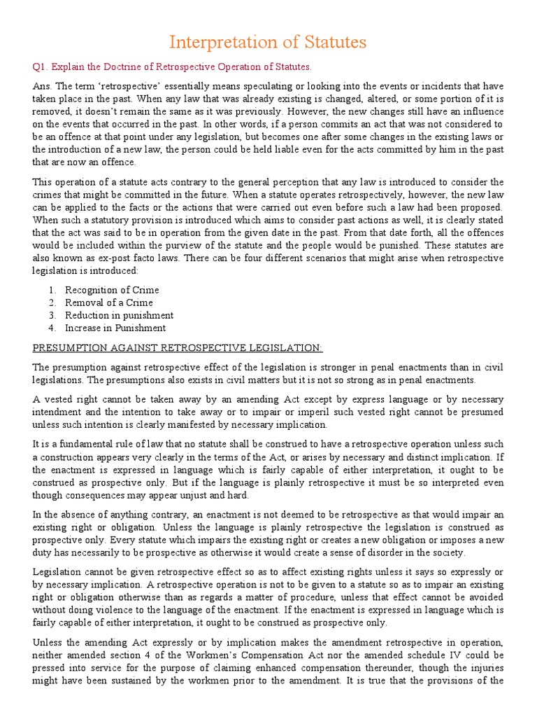 Interpretation of Statutes PDF Statutory Interpretation Plain