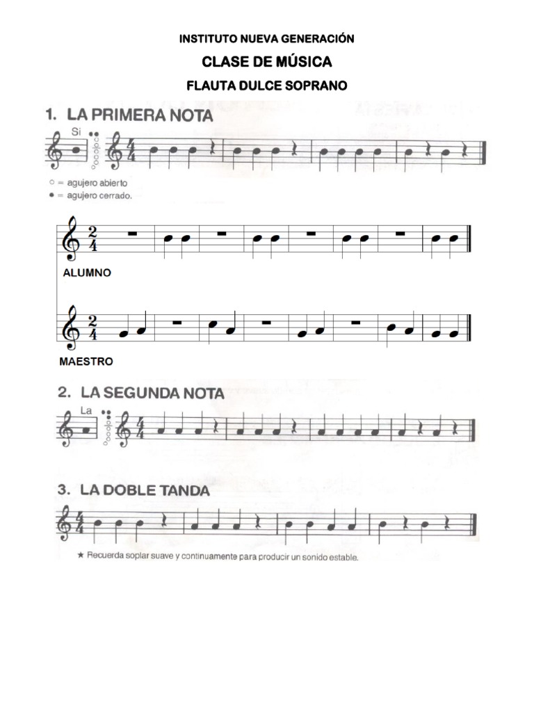 Primer Ejercicio Flauta Dulce Soprano | PDF