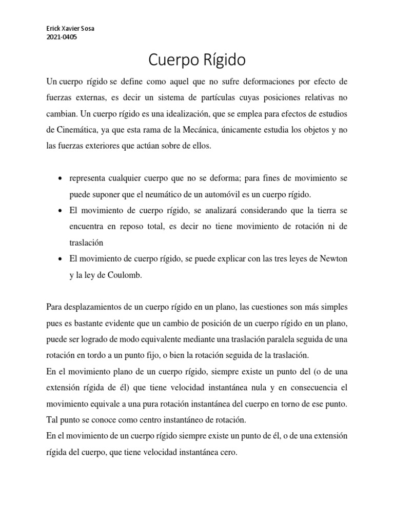Movimiento de Cuerpos Rígidos | PDF | Rotación | Fuerza
