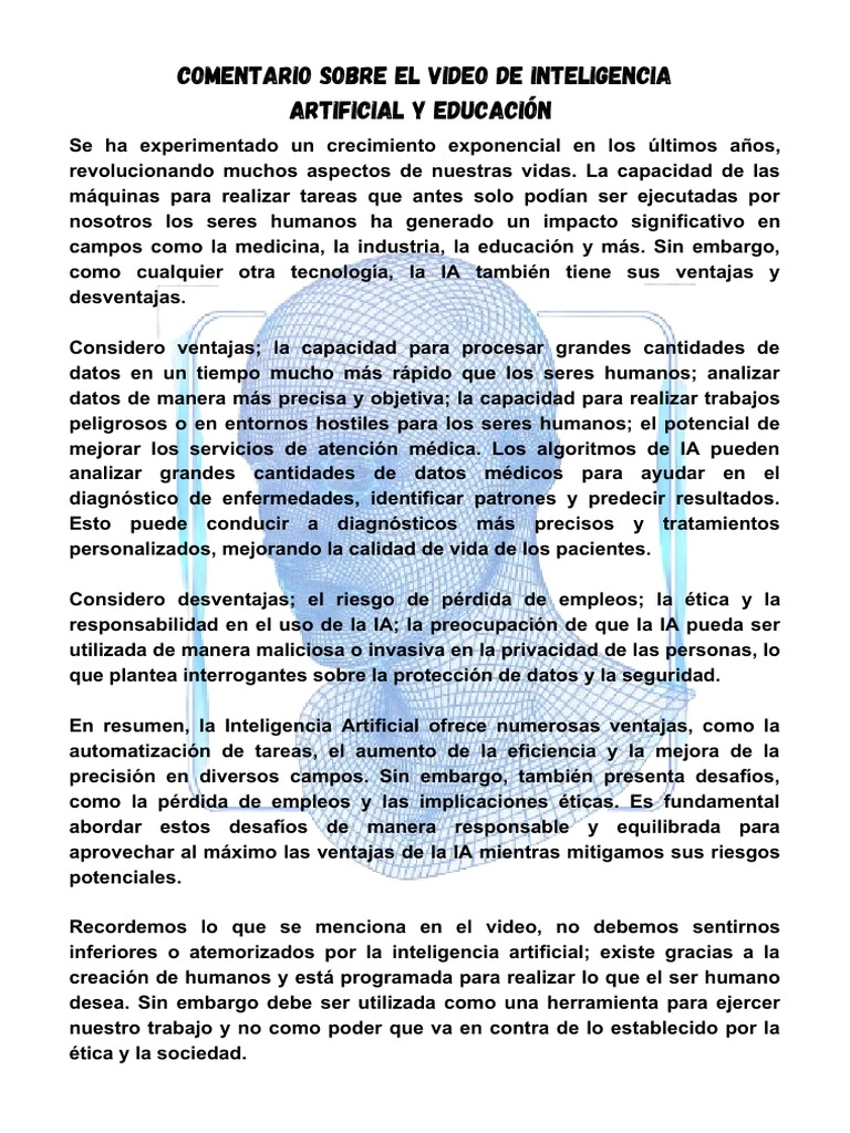 Impacto de la IA y Educación en Sociedad | PDF | Inteligencia ...