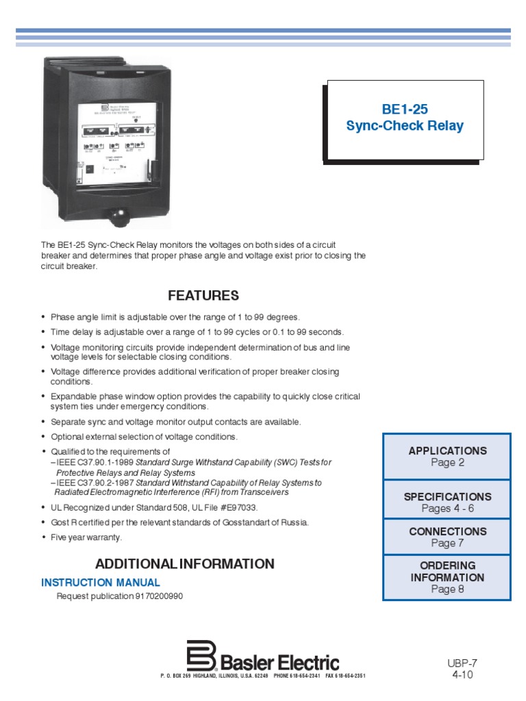 BE1 25bull7 | PDF | Relay | Power Supply