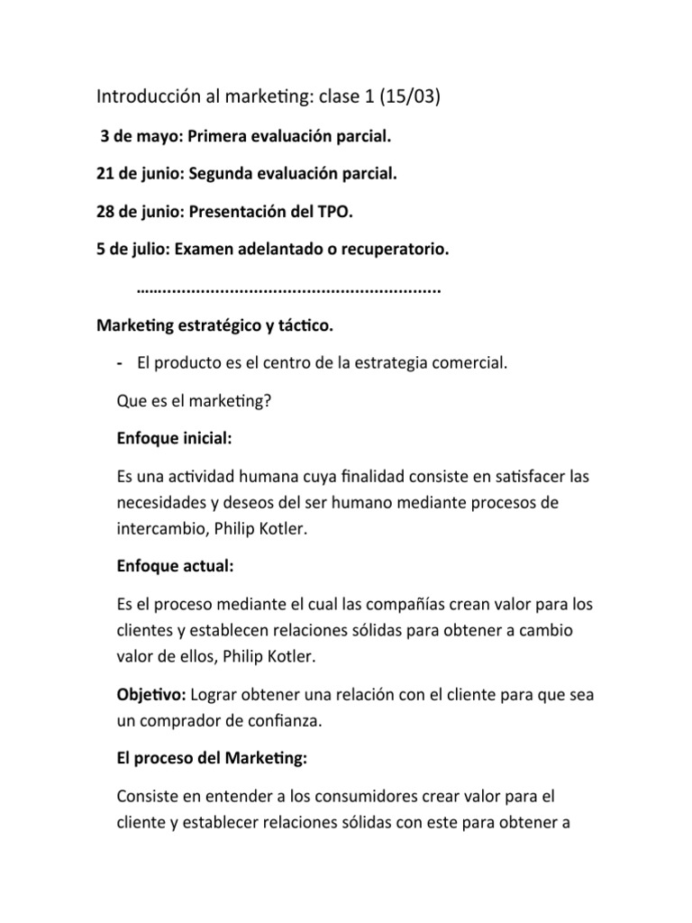 Introducción Al Marketing Clase 1 | PDF