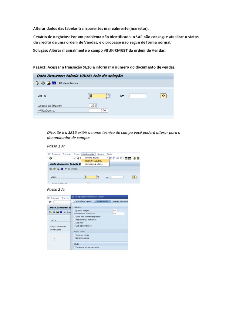 Marretando Tabela VBUK no SAP | PDF