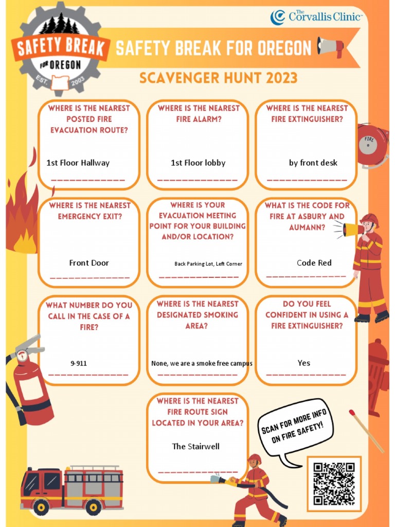 Fire Safety Scavenger Hunt PDF