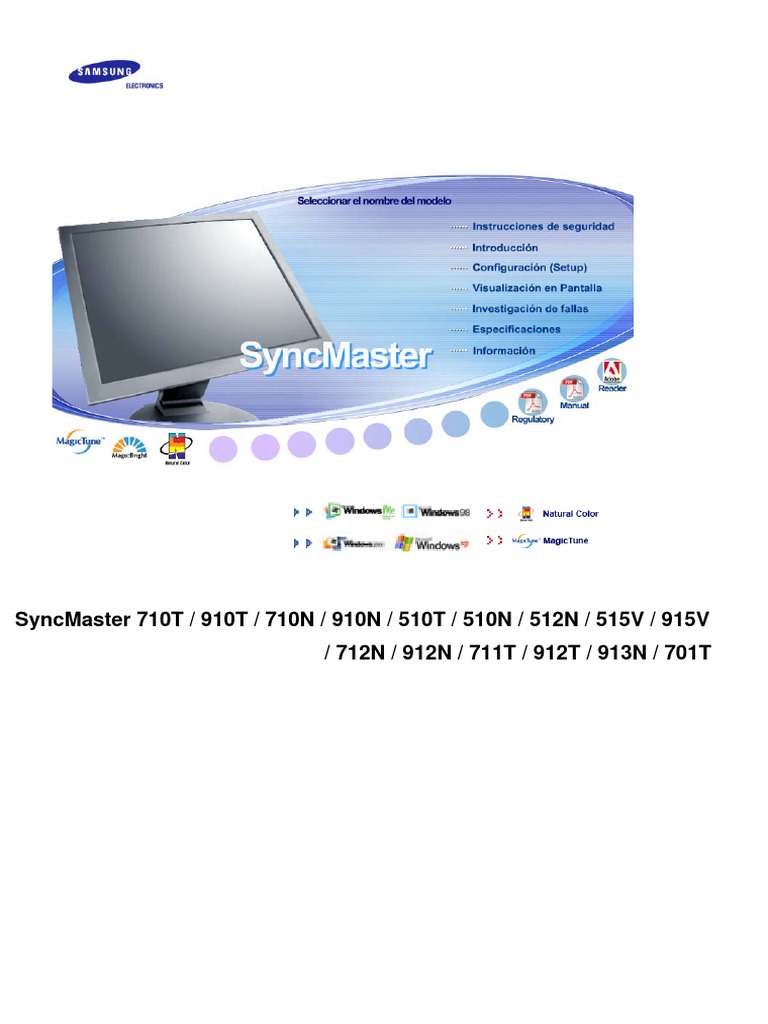 Guía de Seguridad y Uso para Monitores SyncMaster | PDF | Microsoft ...