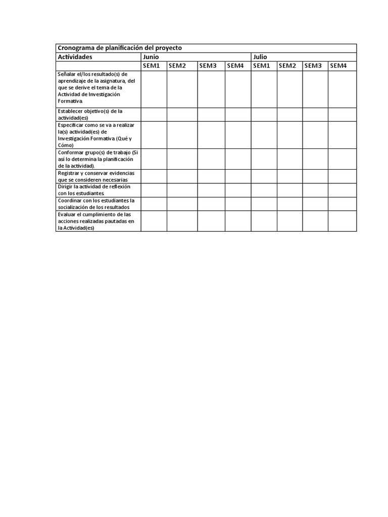 Cronograma de Planificación Del Proyecto | PDF