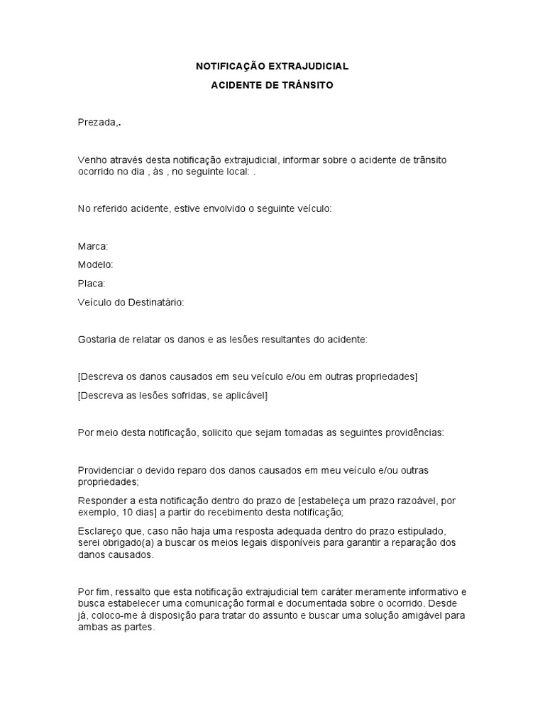Notificação Extrajudicial de Acidente | PDF