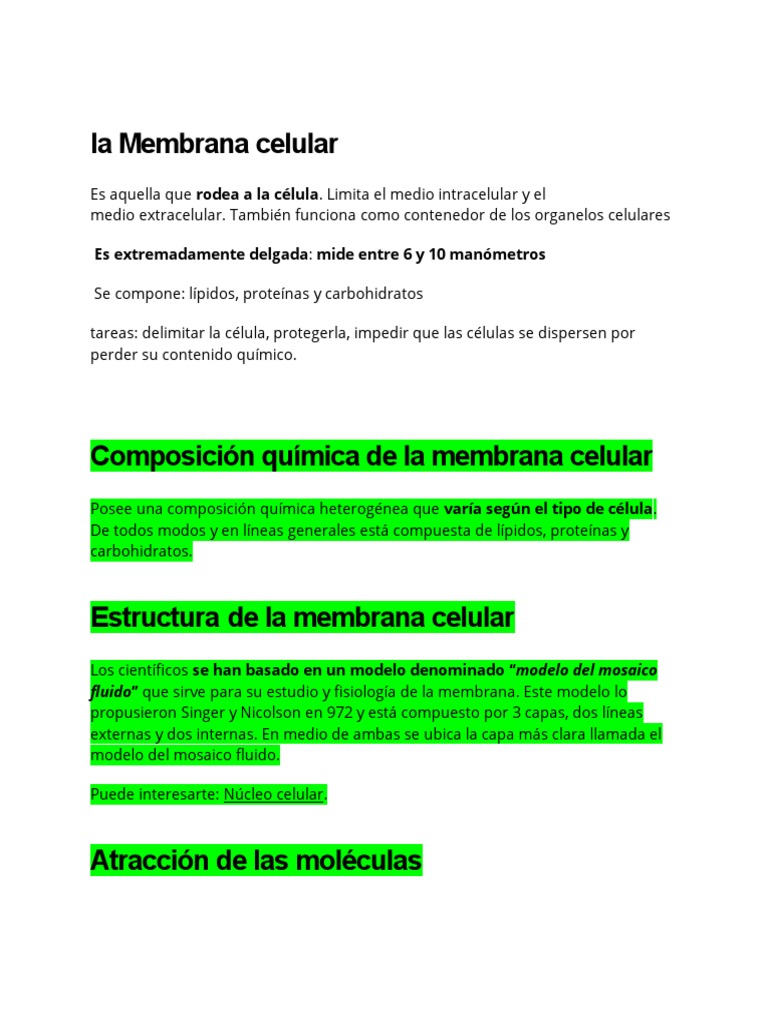 Funciones y Estructura de la Membrana Celular | PDF | Membrana celular ...